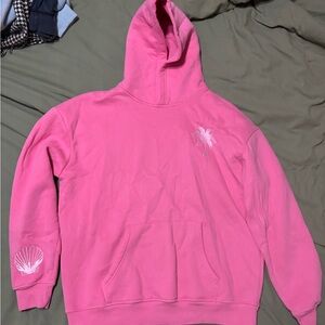 Pink Palm Puff Hoodie Large